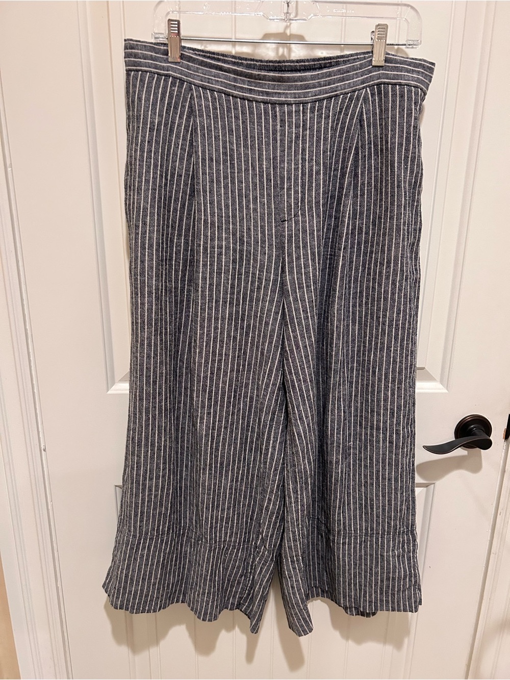Banana Republic Blue and White Striped Linen-Blend Pants